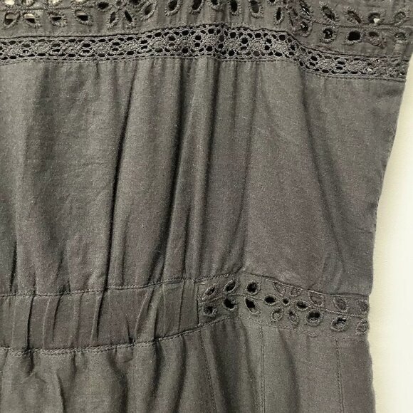 LSF LOVE SHACK FANCY Square Neckline Long Black Cotton Crochet Dress Size Small - Picture 5 of 13